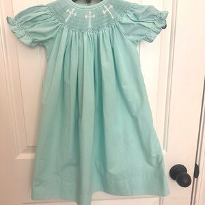 Aqua cross Smocked Kids Dress